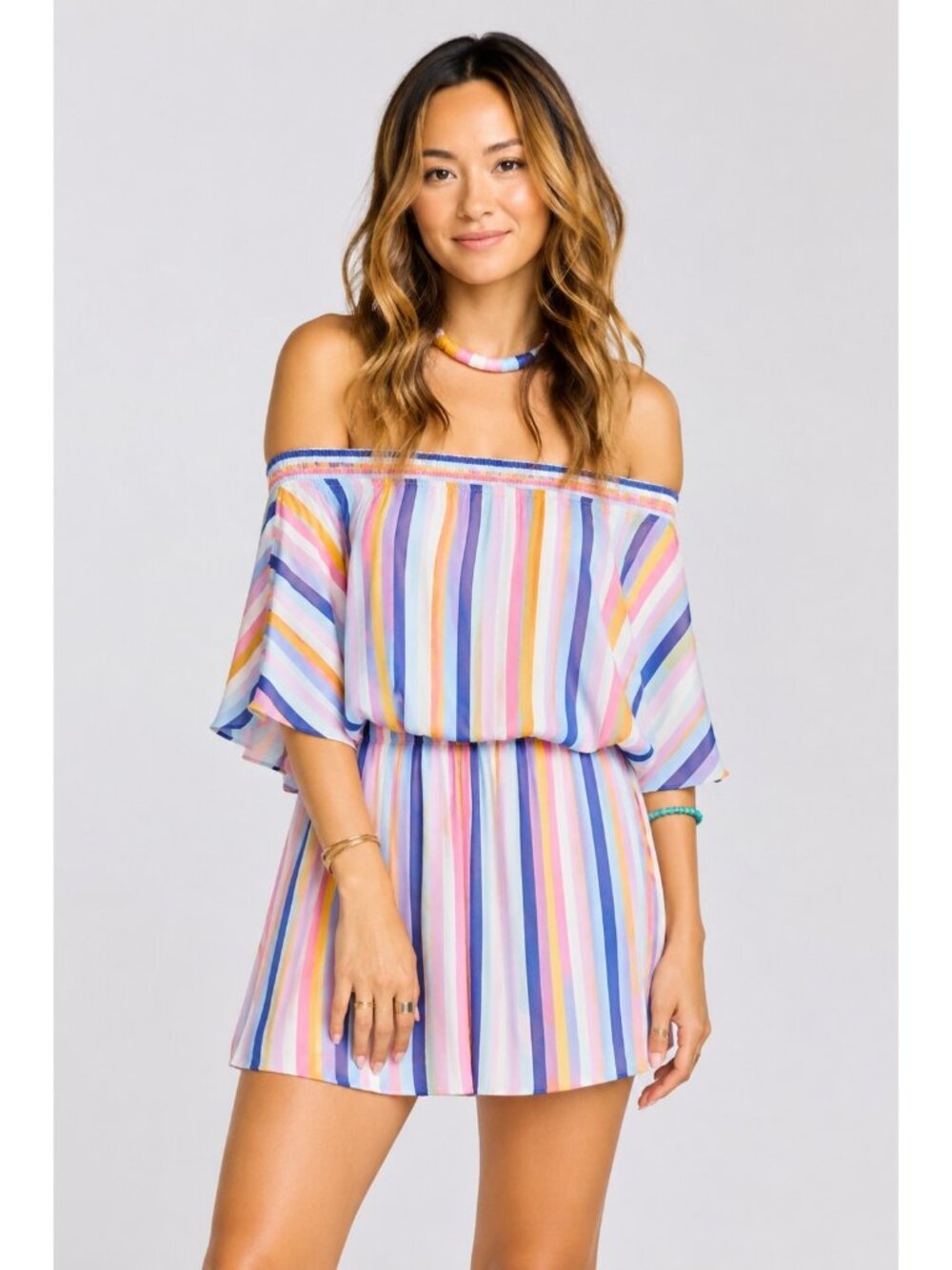 Show Me Your Mumu Large Colorful Striped Romper Skort Skirt